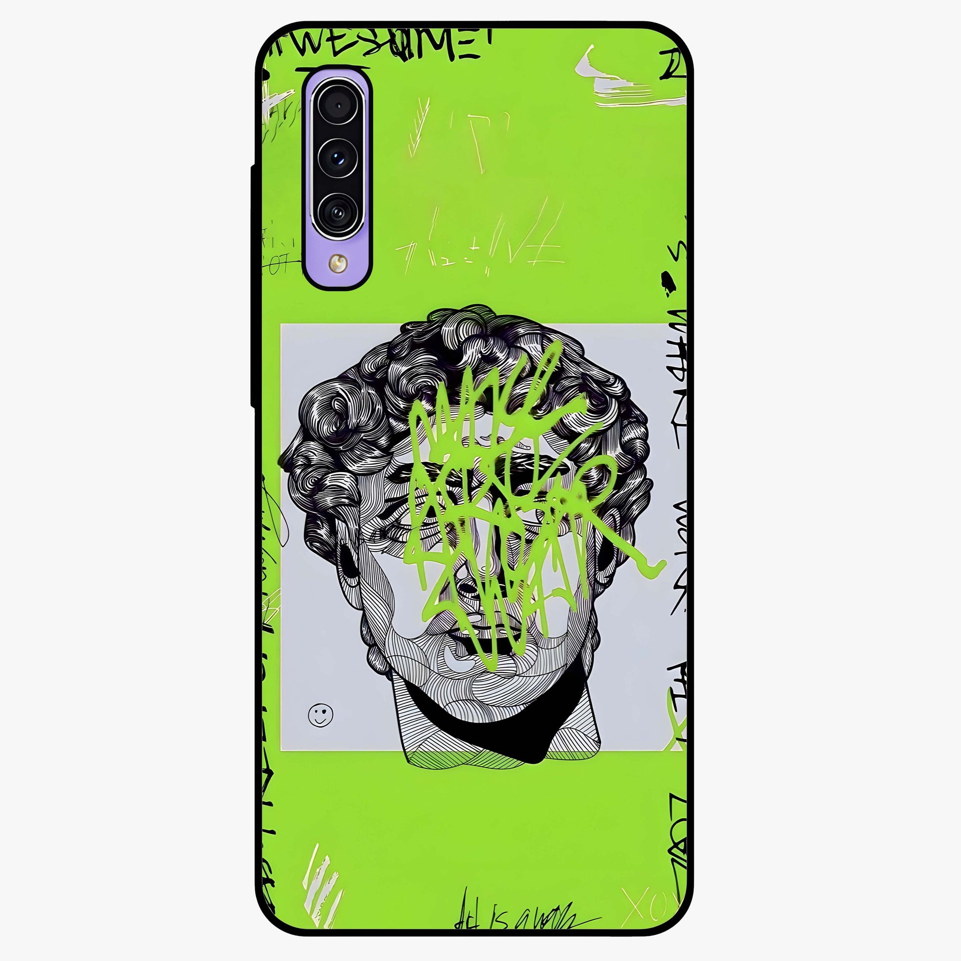 Neo Graffiti Rebellion Glass Case showing flat back view with vibrant graffiti artwork and glossy glass finish.