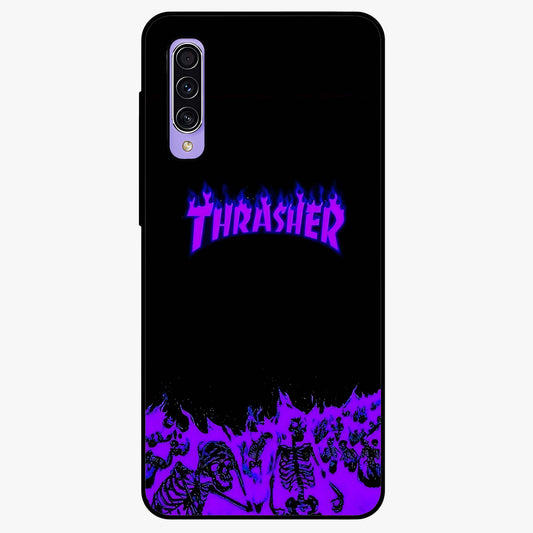 Neon Flame Riot Glass Case showing flat back view with neon flame artwork and glossy glass finish.