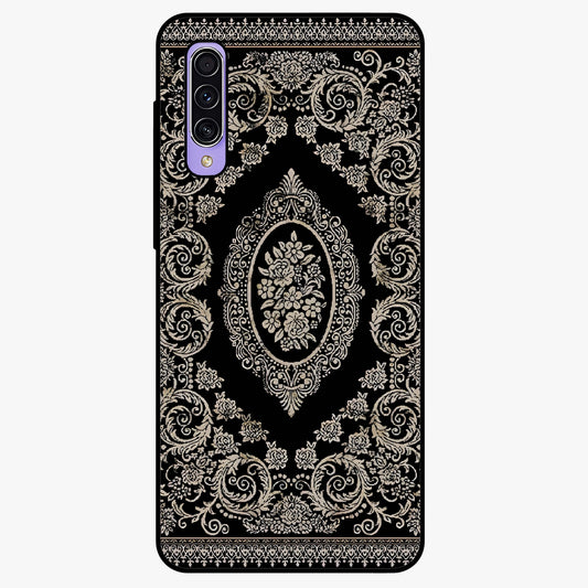 Noir Bloom Elegance Glass Case showing flat back view with elegant dark floral artwork and glossy glass finish.