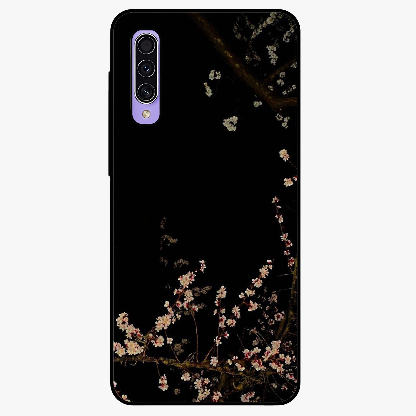 Petal Moon Light With Custom Name Glass Case showing flat back view with floral moonlight artwork and personalized name design.