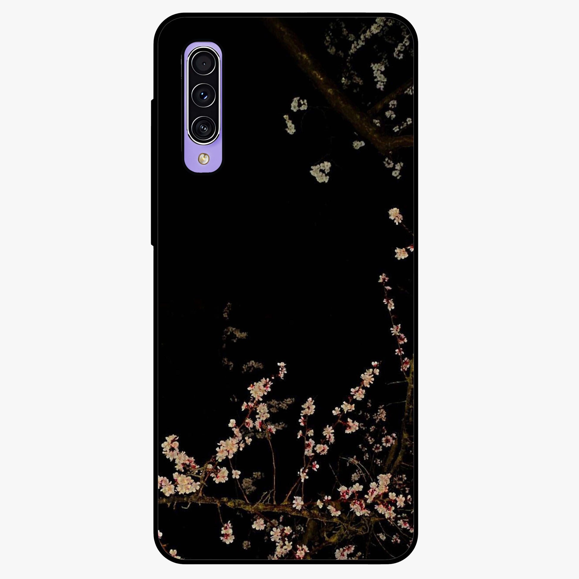 Petal Moon Light With Custom Name Glass Case showing flat back view with floral moonlight artwork and personalized name design.
