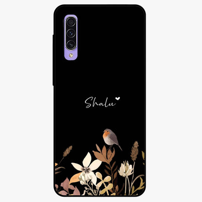 Quiet Garden Tune Custom Name Glass Case showing flat back view with peaceful garden artwork and personalized name design.