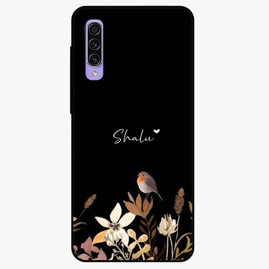 Quiet Garden Tune Custom Name Glass Case showing flat back view with peaceful garden artwork and personalized name design.