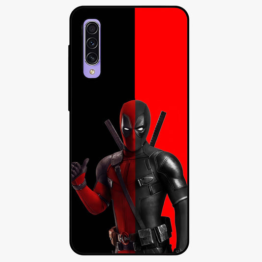 Red & Black Deadpool Theme Glass Case showing flat back view with bold comic inspired artwork and glossy glass finish.