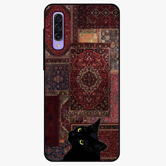 Regal Magic Cat Apple Glass Case showing flat back view with magical cat artwork holding apple and glossy glass finish.