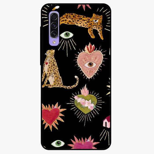 Sacred Jungle Heart Glass Case showing flat back view with jungle inspired heart artwork and glossy glass finish.