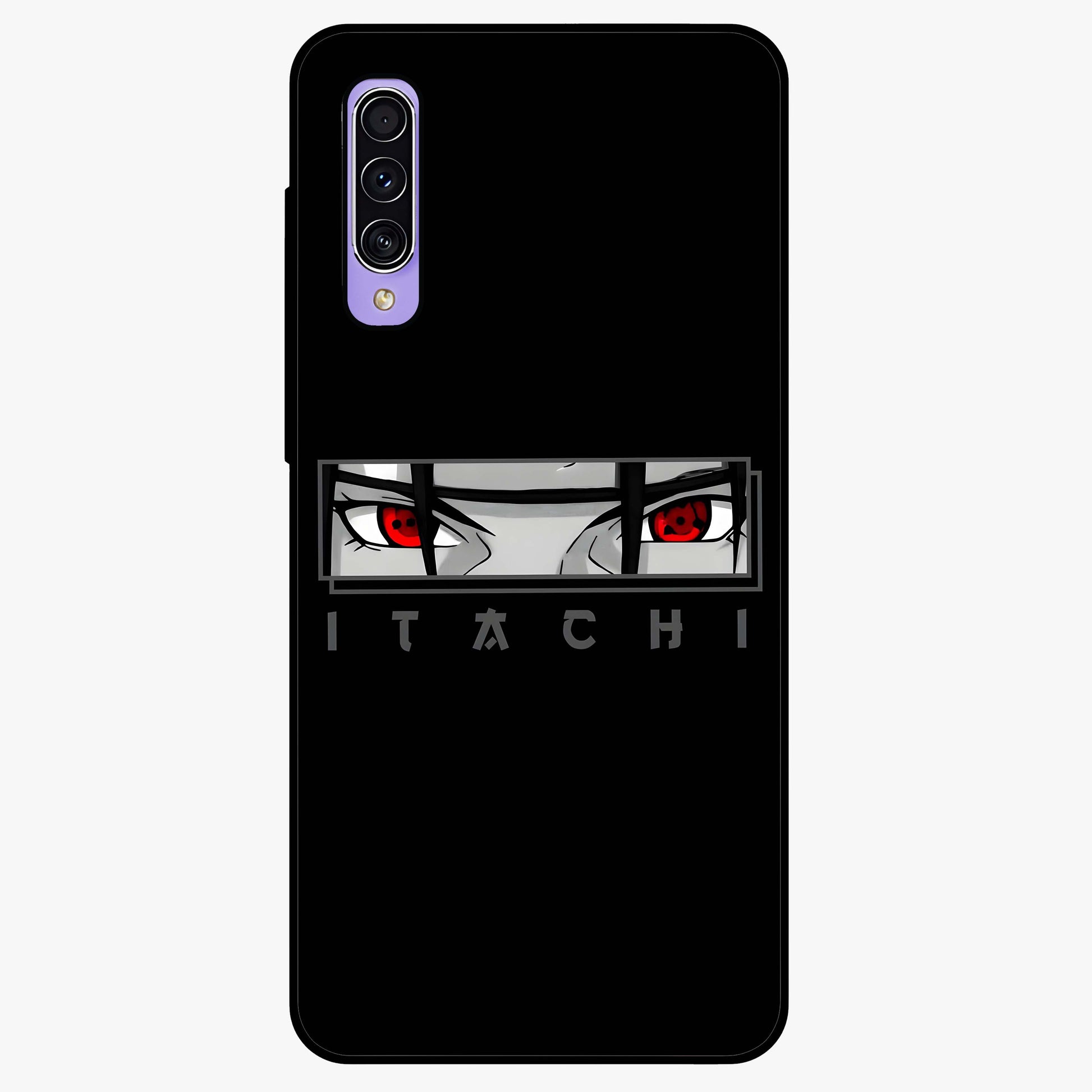 Scarlet Gaze Dominance Glass Case showing flat back view with striking red themed artwork and glossy glass finish.