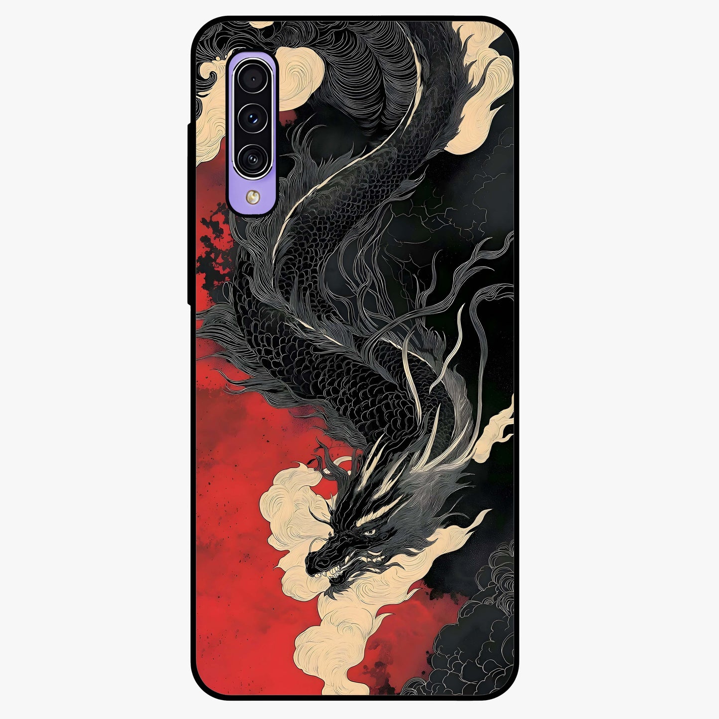 Shadow Dragon Fury Glass Case showing flat back view with fierce dragon artwork and glossy glass finish.