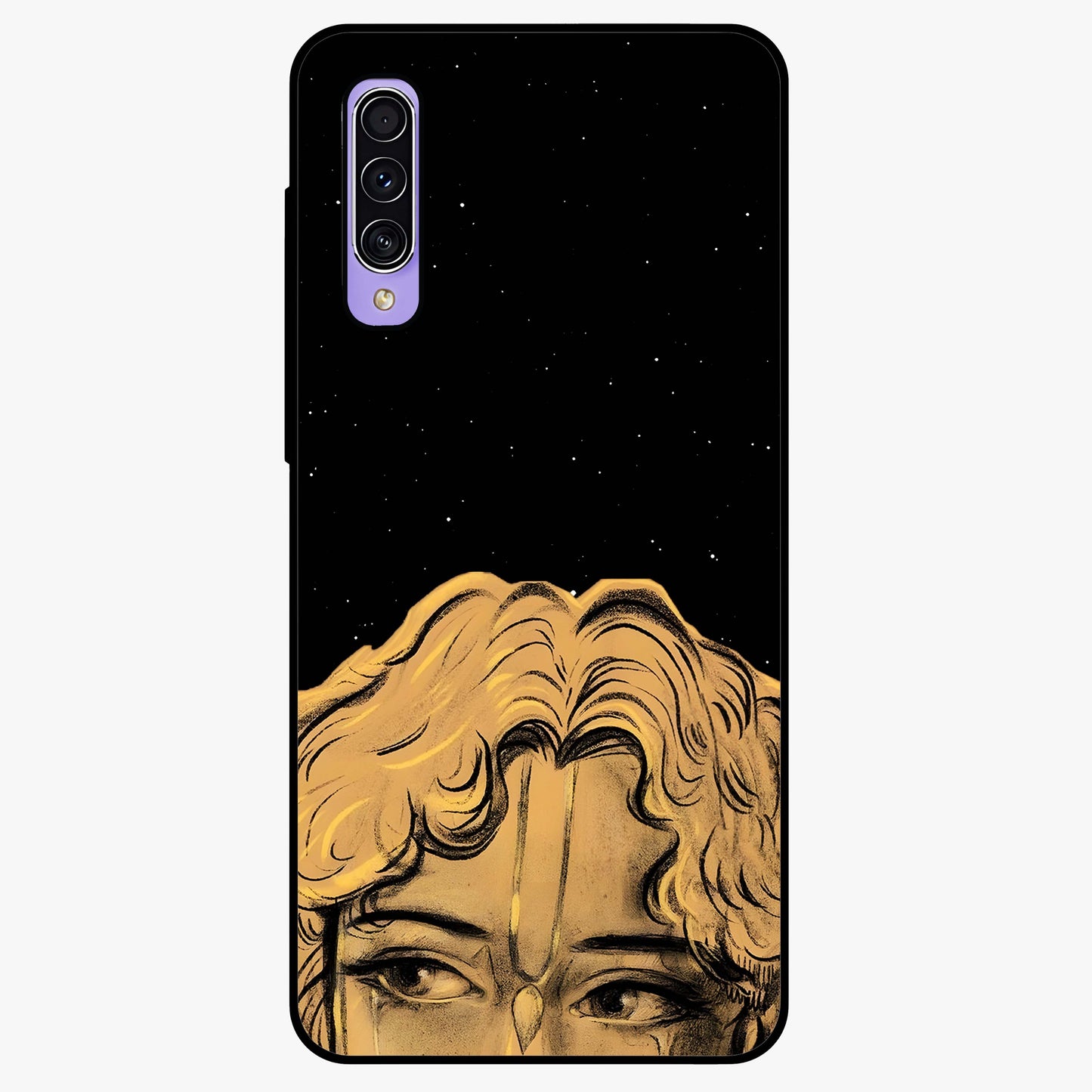 Shri Krishna Art Glass Case showing flat back view with devotional Krishna artwork and glossy glass finish.