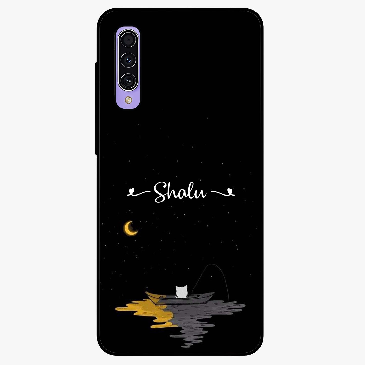 Silent Night Row Glass Case showing flat back view with calm night themed artwork and glossy glass finish.