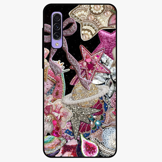 Starlit Jewel Dream Glass Case showing flat back view with sparkling jewel and star themed artwork and glossy glass finish.