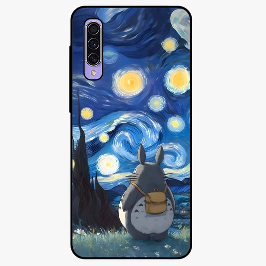 Totoro In Van Gogh Art Glass Case showing flat back view with whimsical character artwork inspired by Van Gogh style and glossy glass finish.