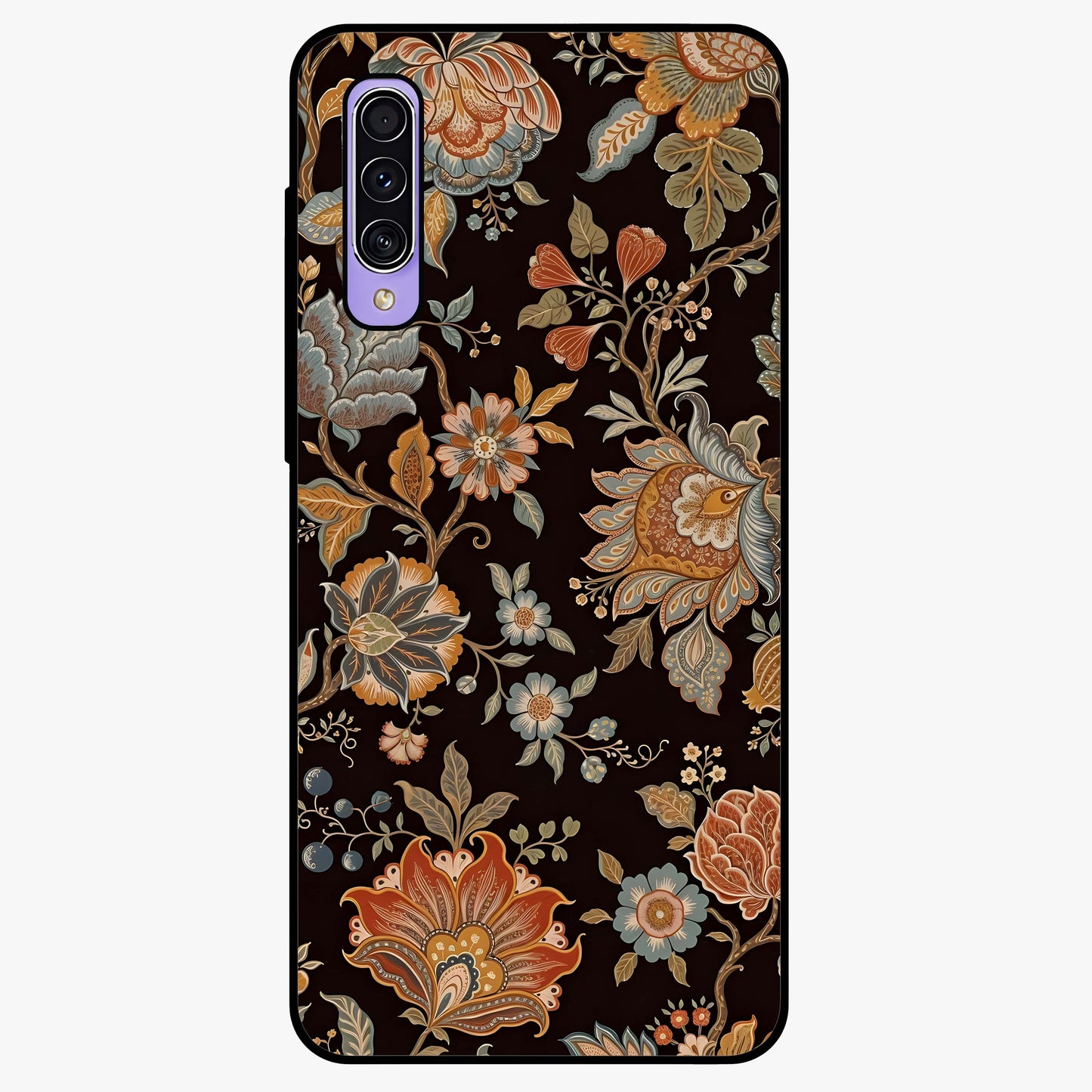 Vintage Floral Dream Glass Case showing flat back view with classic floral artwork and glossy glass finish.