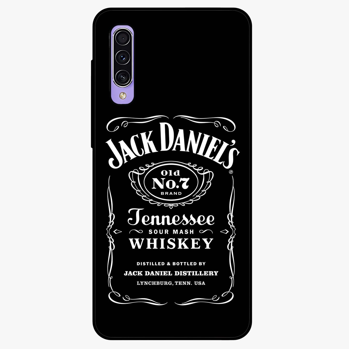 Vintage Whiskey Heritage Glass Case showing flat back view with classic whiskey inspired artwork and glossy glass finish.