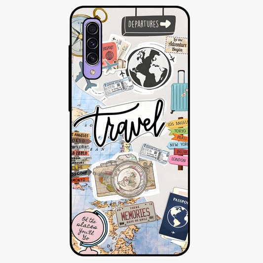 Wanderlust Journal Glass Case showing flat back view with travel inspired artwork and glossy glass finish.