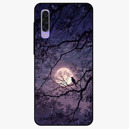 Whispering Moon Silence Glass Case showing flat back view with serene moon themed artwork and glossy glass finish.