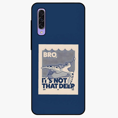 Worry Less Swim Glass Case showing flat back view with playful motivational artwork and glossy glass finish.
