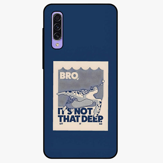 Worry Less Swim Glass Case showing flat back view with playful motivational artwork and glossy glass finish.