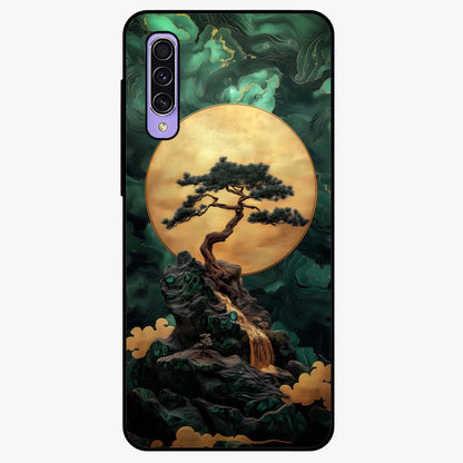 Zen Moon Rise Glass Case showing flat back view with calm moonrise artwork and glossy glass finish.