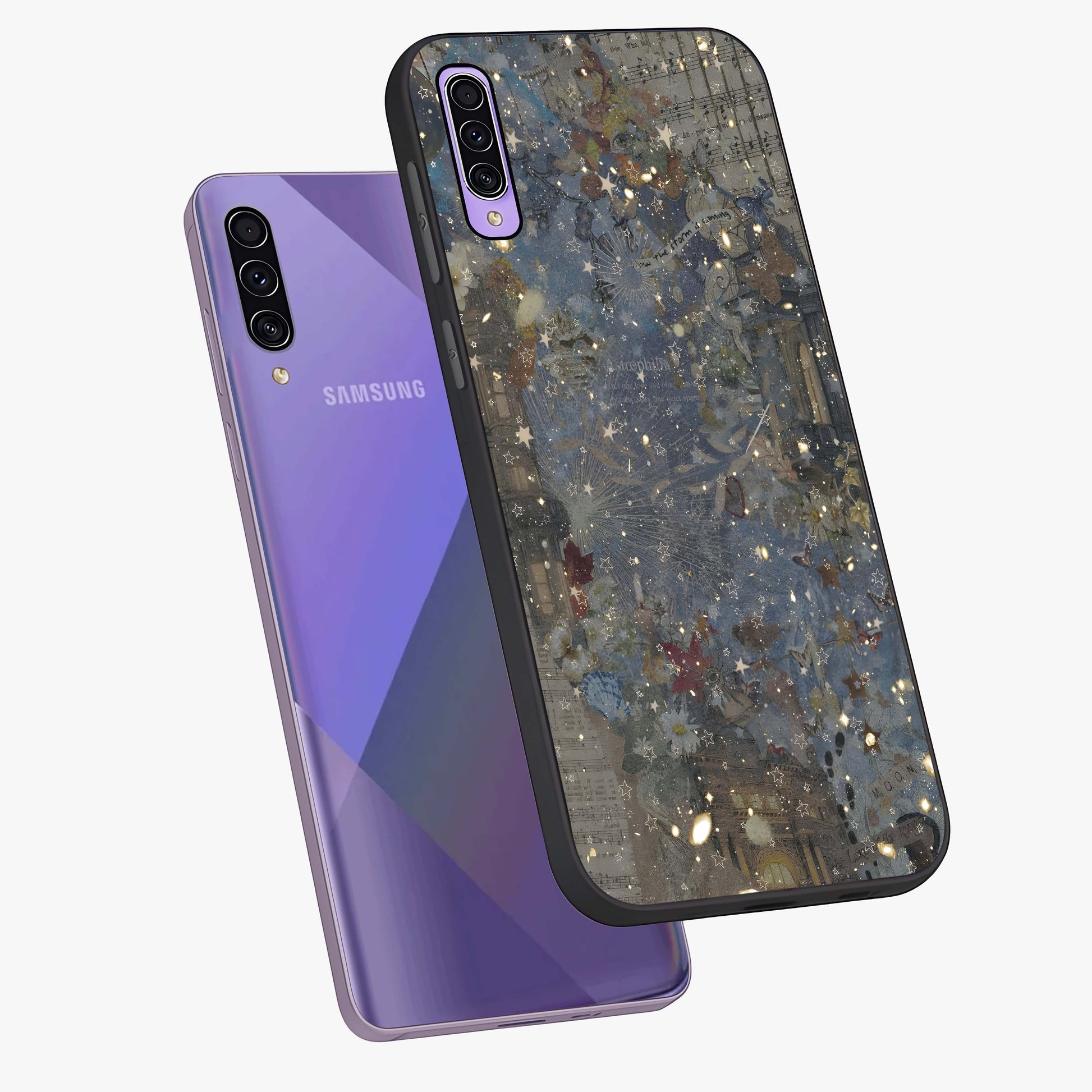 Aesthetic Astrolophia Glass Case displayed in angled mockup highlighting artistic aesthetic elements and smooth glass surface.