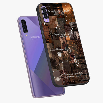Bittersweet Aesthetic Chaos Glass Case displayed in angled mockup highlighting expressive abstract artwork and edgy aesthetic theme.