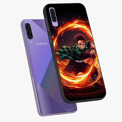 Blazing Sword Resolve Glass Case displayed in angled mockup highlighting powerful sword illustration and bold fantasy theme.