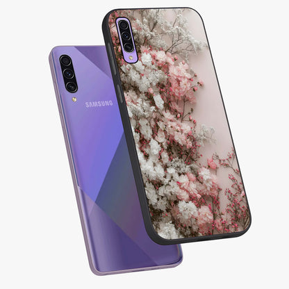 Blush Blossom Cloud Glass Case displayed in angled mockup highlighting soft cloud and blossom design with pastel aesthetic.