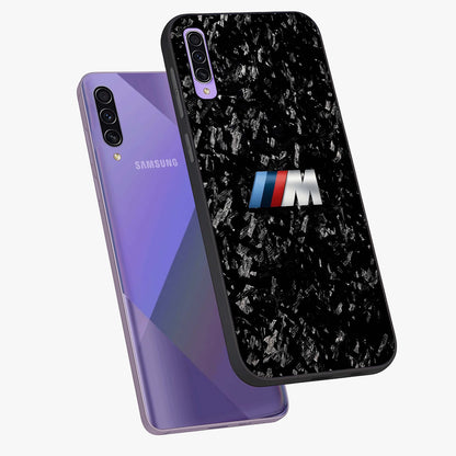 Carbon Speed Mark Glass Case displayed in angled mockup highlighting racing inspired carbon design and sleek aesthetic style.