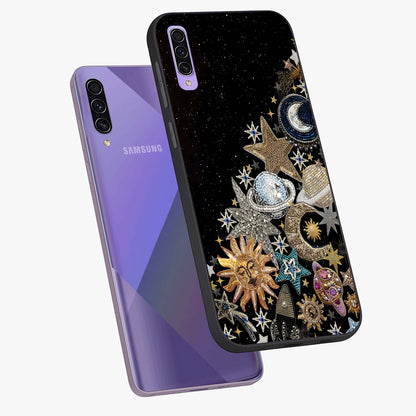 Cosmic Sparkle Dreams Glass Case displayed in angled mockup highlighting dreamy star sparkle design with celestial aesthetic.