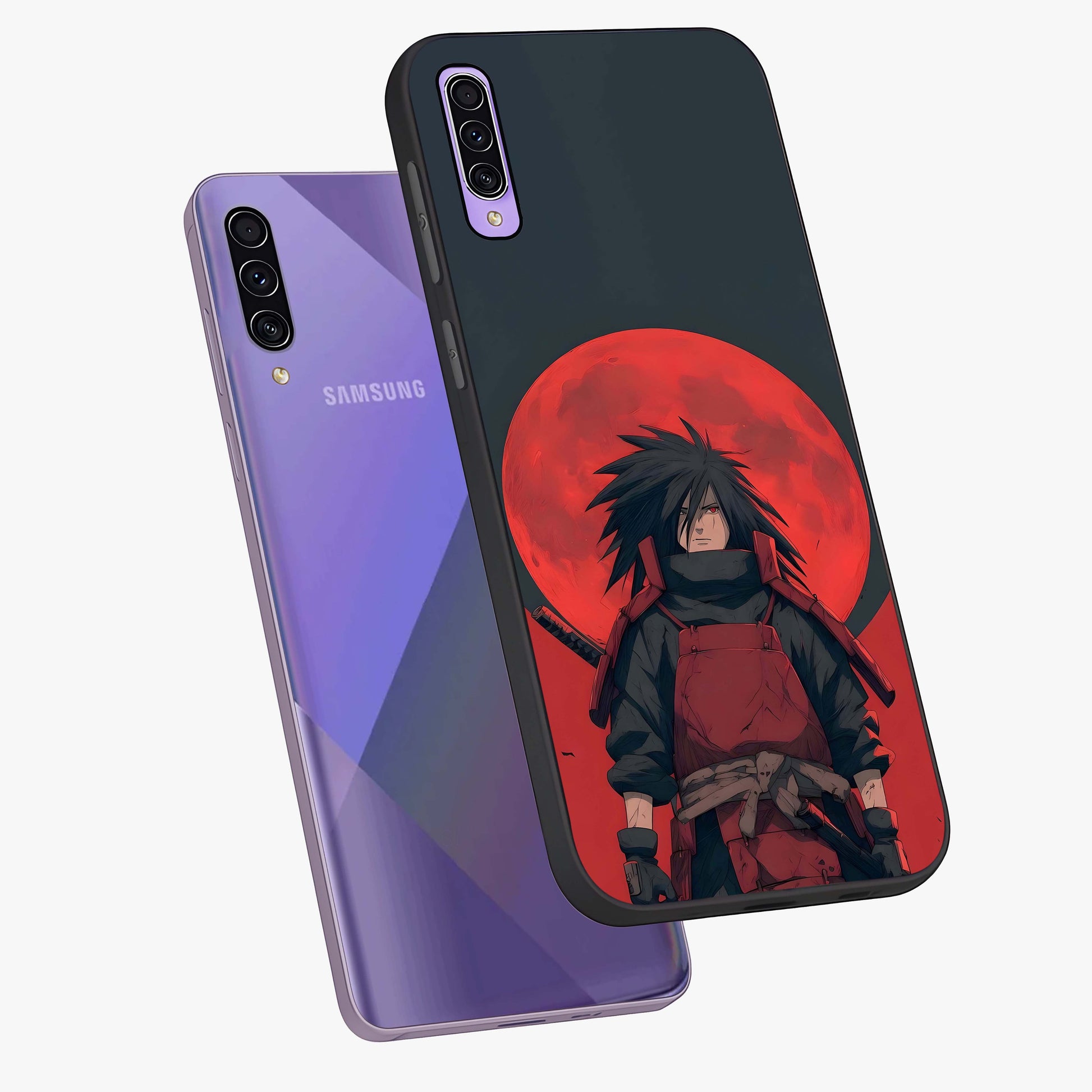 Crimson Moon Warlord Glass Case displayed in angled mockup highlighting dramatic crimson moon design with fantasy aesthetic.