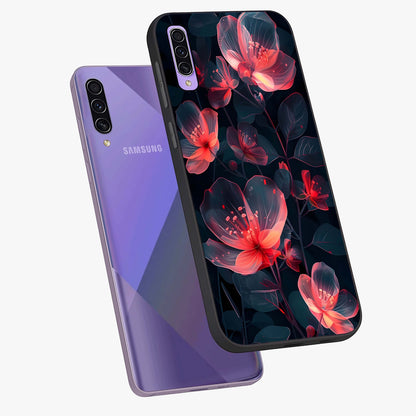 Dark Shade of Flower Glass Case displayed in angled mockup highlighting moody floral illustration with aesthetic dark tones.