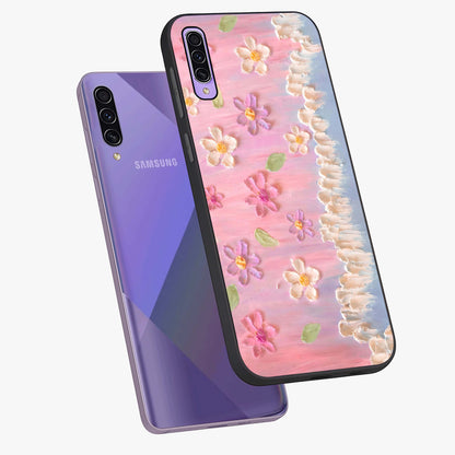 Dreamy Painted Garden Glass Case displayed in angled mockup highlighting colorful garden illustration with dreamy aesthetic style.
