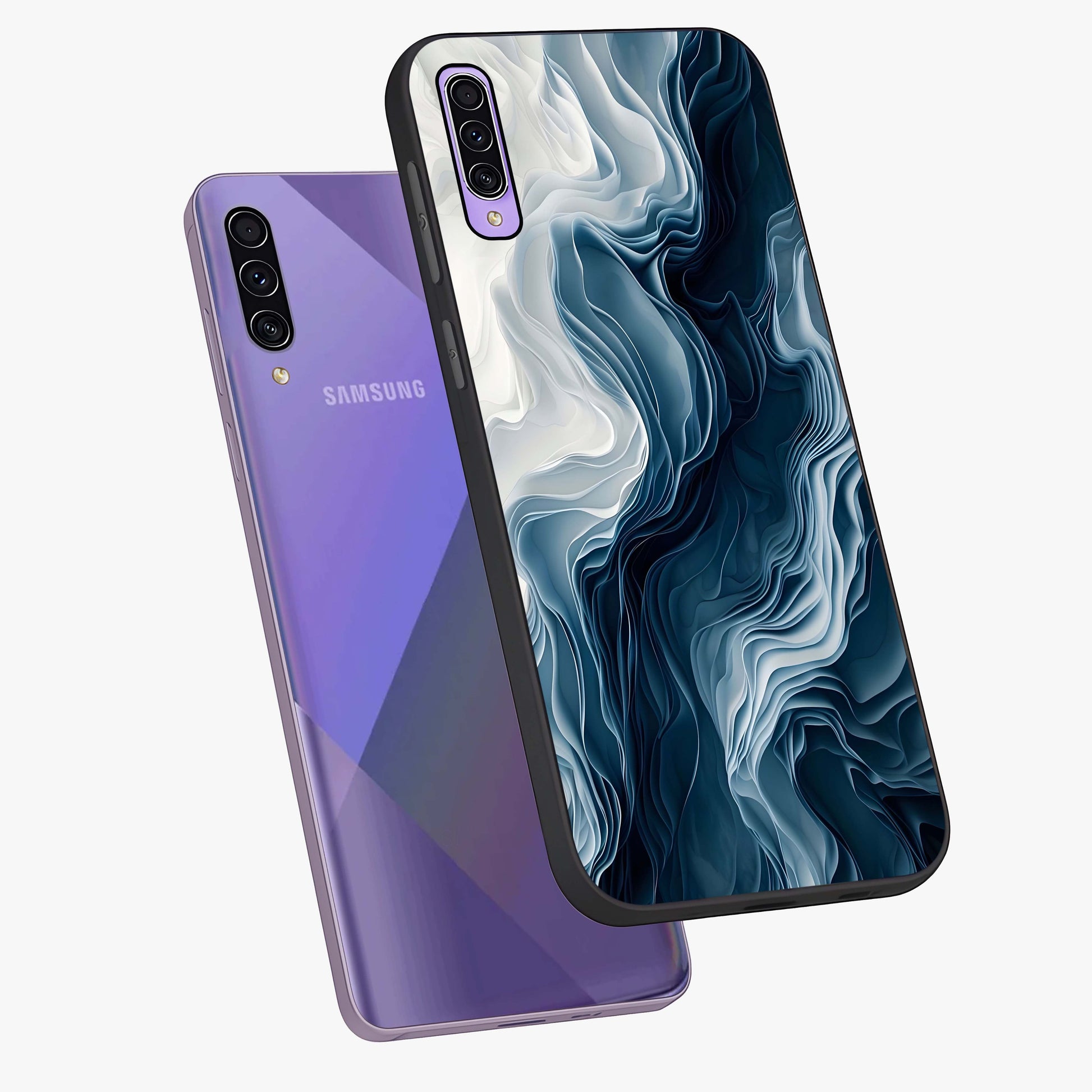 Ethereal Paper Marble Glass Case displayed in angled mockup highlighting elegant marble pattern with modern aesthetic style.
