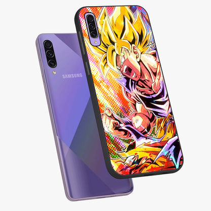 Firing Goku Glass Case displayed in angled mockup highlighting dynamic anime character design with action aesthetic.