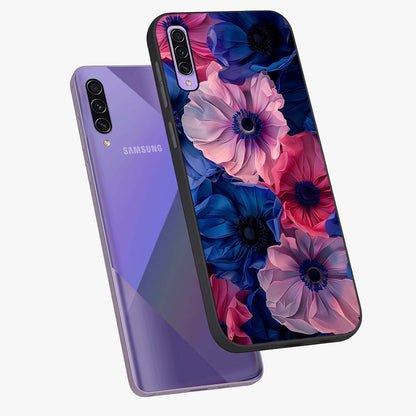 Flower Paper Art Pattern Glass Case displayed in angled mockup highlighting layered paper flower design with artistic aesthetic.