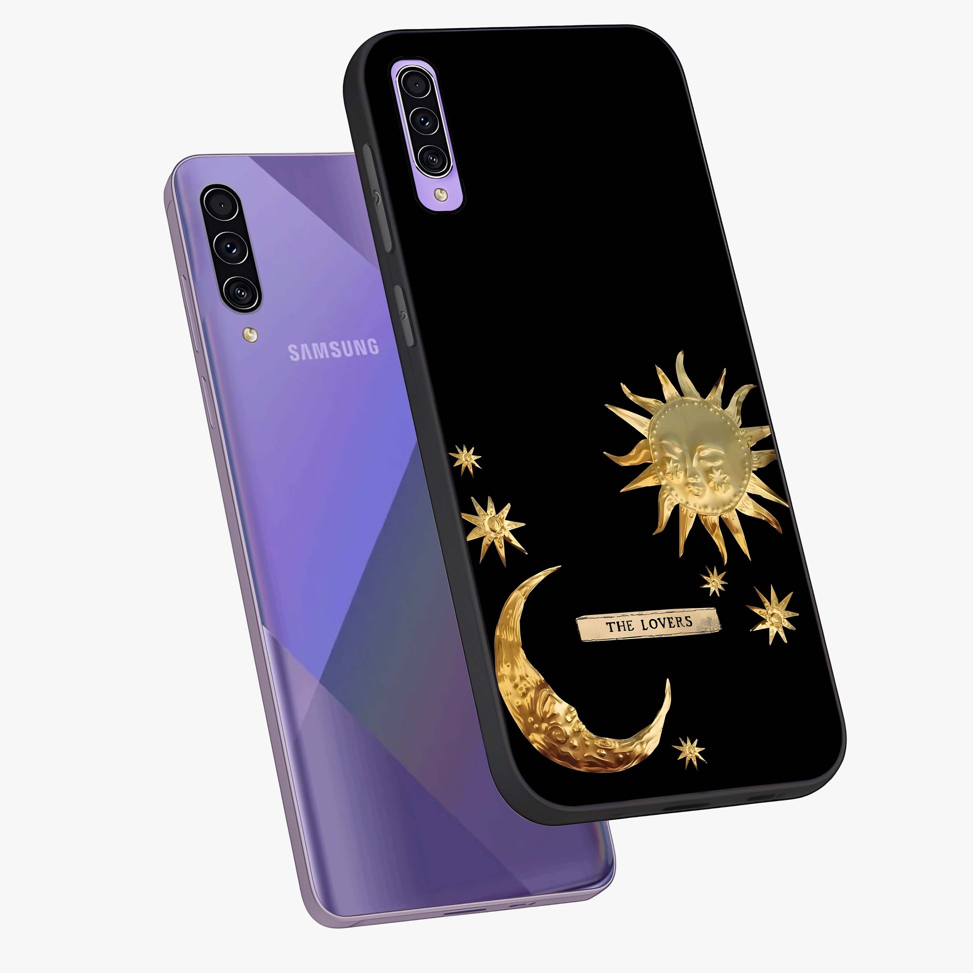 Gold Sun Blush Glass Case displayed in angled mockup highlighting radiant sun design with warm golden aesthetic.