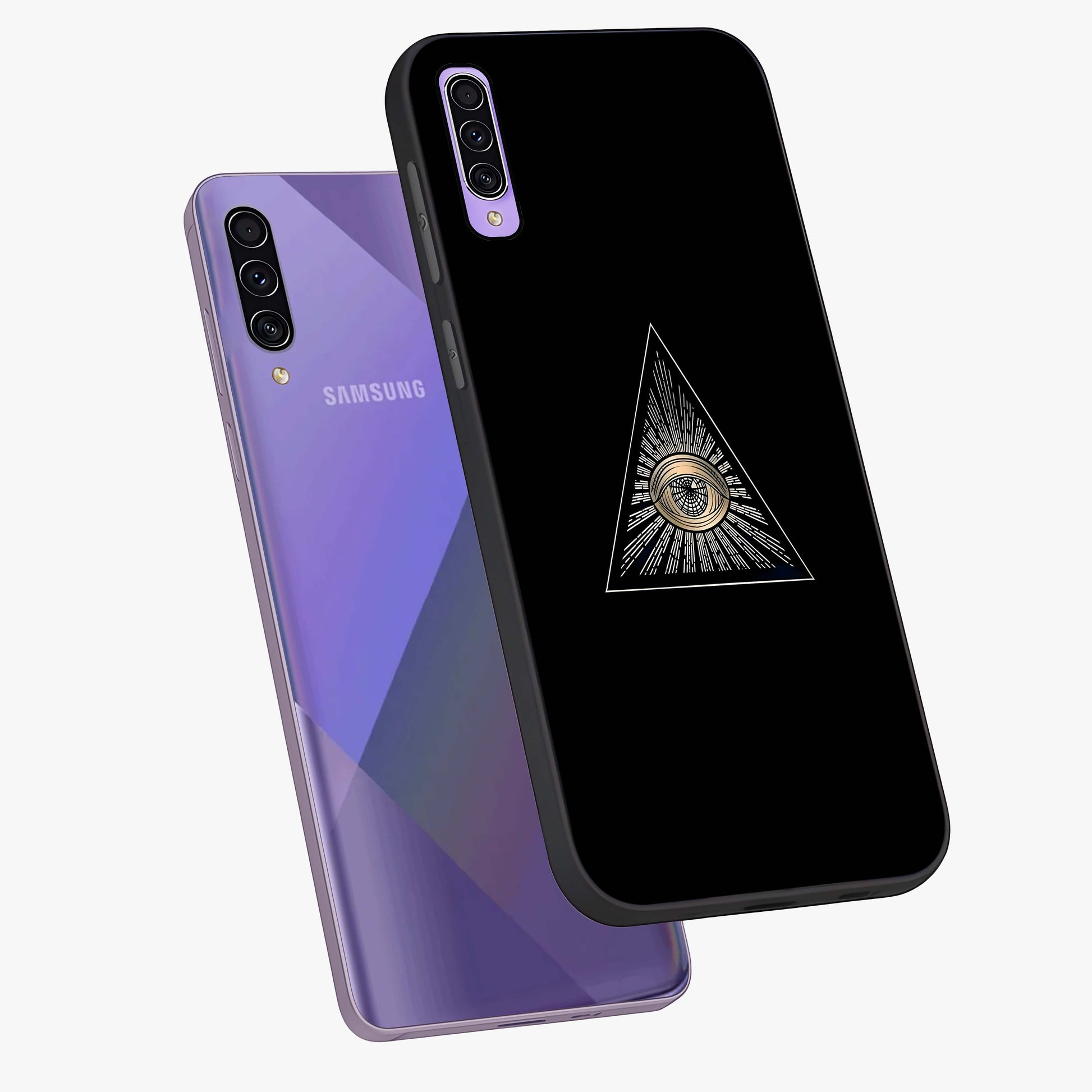 Illuminati Evil Glass Case displayed in angled mockup highlighting dark occult inspired design with bold aesthetic style.