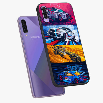 JDM Sports Car Glass Case displayed in angled mockup highlighting sleek Japanese racing car design with automotive aesthetic.