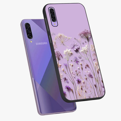 Lavender Blossom Dream Glass Case displayed in angled mockup highlighting dreamy lavender flower design with calming aesthetic style.