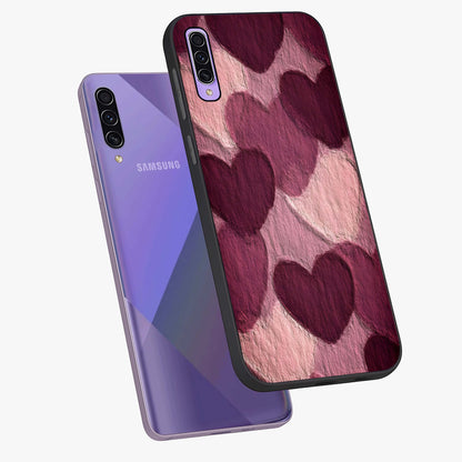 Layered Paper Hearts Glass Case displayed in angled mockup highlighting creative paper craft heart design with romantic aesthetic.