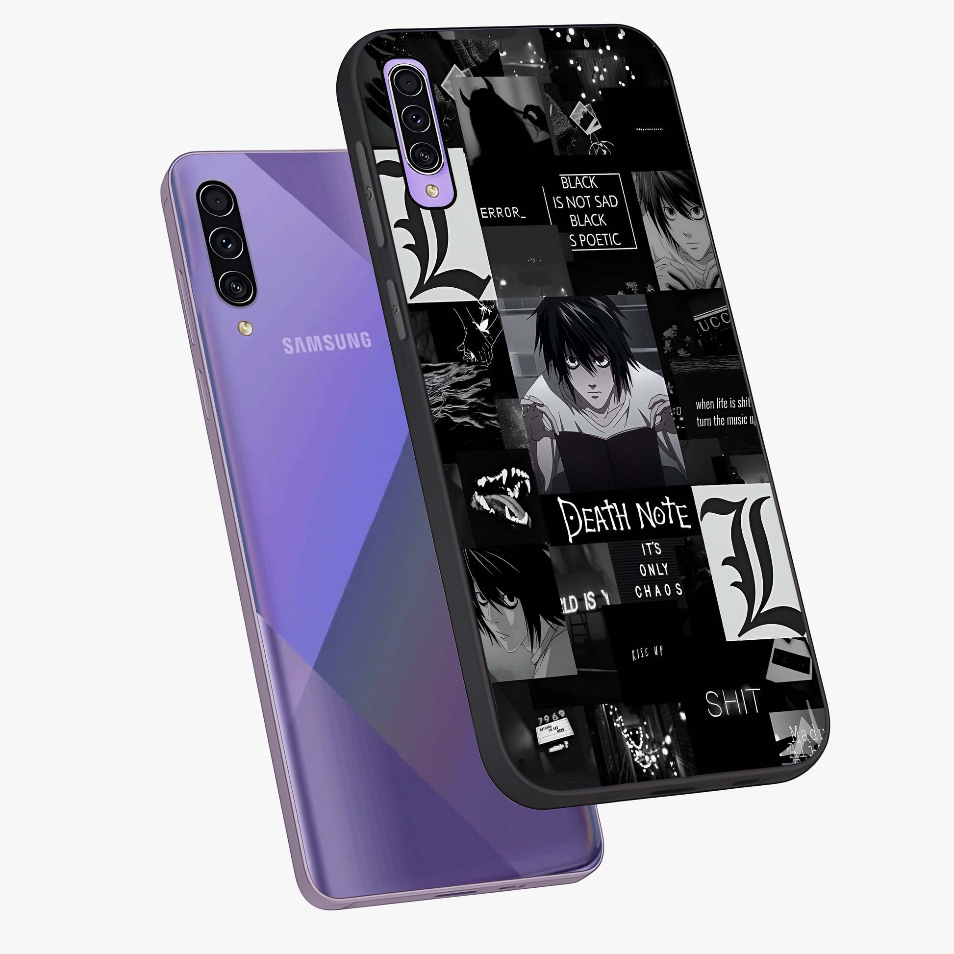 Midnight Chaos Mind Glass Case displayed in angled mockup highlighting chaotic artistic design with dramatic midnight aesthetic.