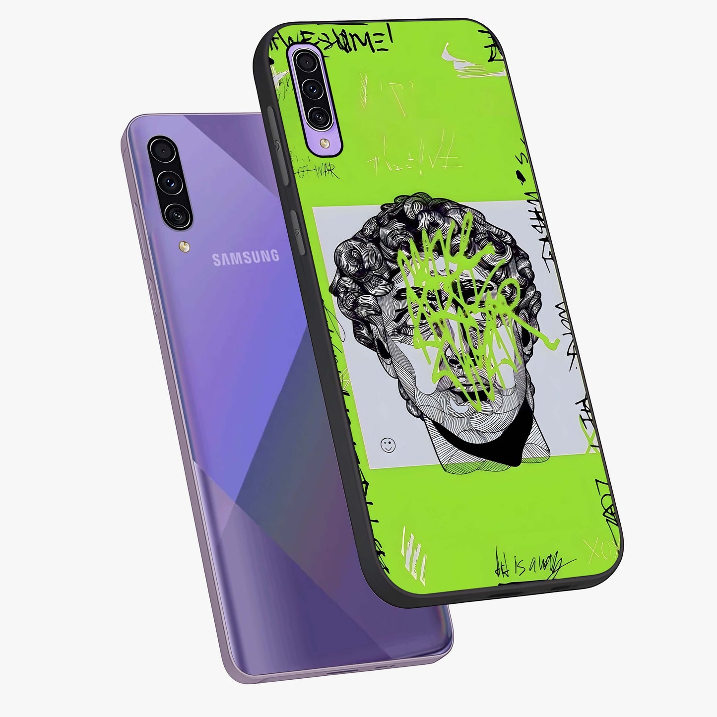 Neo Graffiti Rebellion Glass Case displayed in angled mockup highlighting urban street art design with rebellious aesthetic.