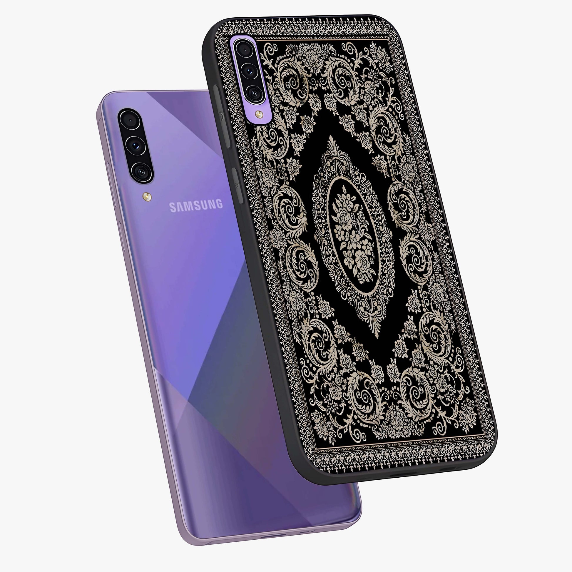 Noir Bloom Elegance Glass Case displayed in angled mockup highlighting refined flower design with stylish noir aesthetic.