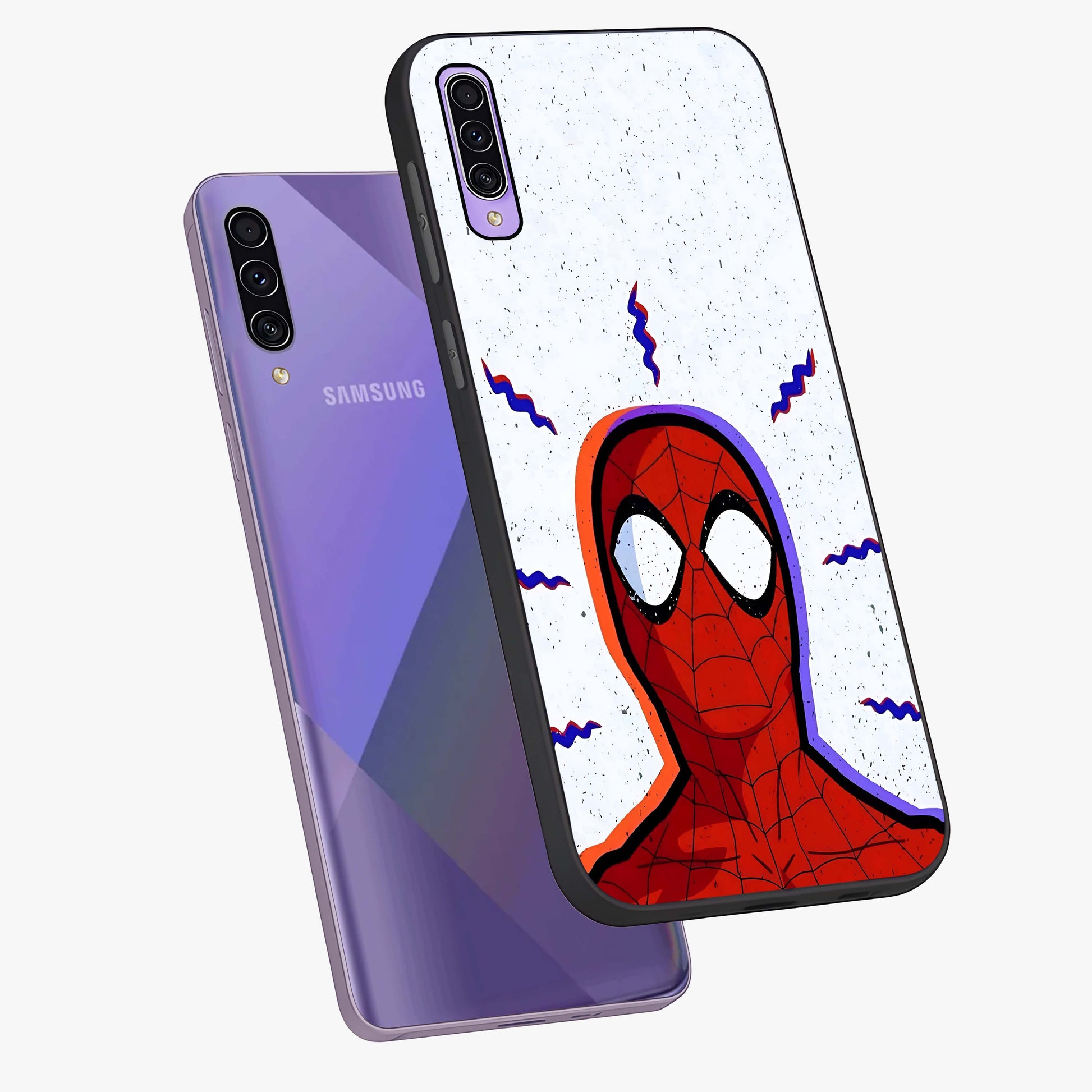 Omg Spiderman Glass Case displayed in angled mockup highlighting dynamic hero illustration with action comic aesthetic.