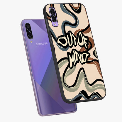 Out Of Mind Glass Case displayed in angled mockup highlighting bold statement design with modern artistic aesthetic.
