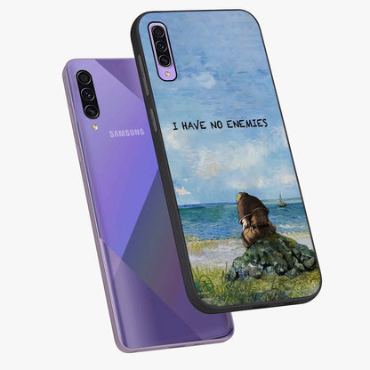 Peace Beyond War Glass Case displayed in angled mockup highlighting meaningful message design with artistic aesthetic style.