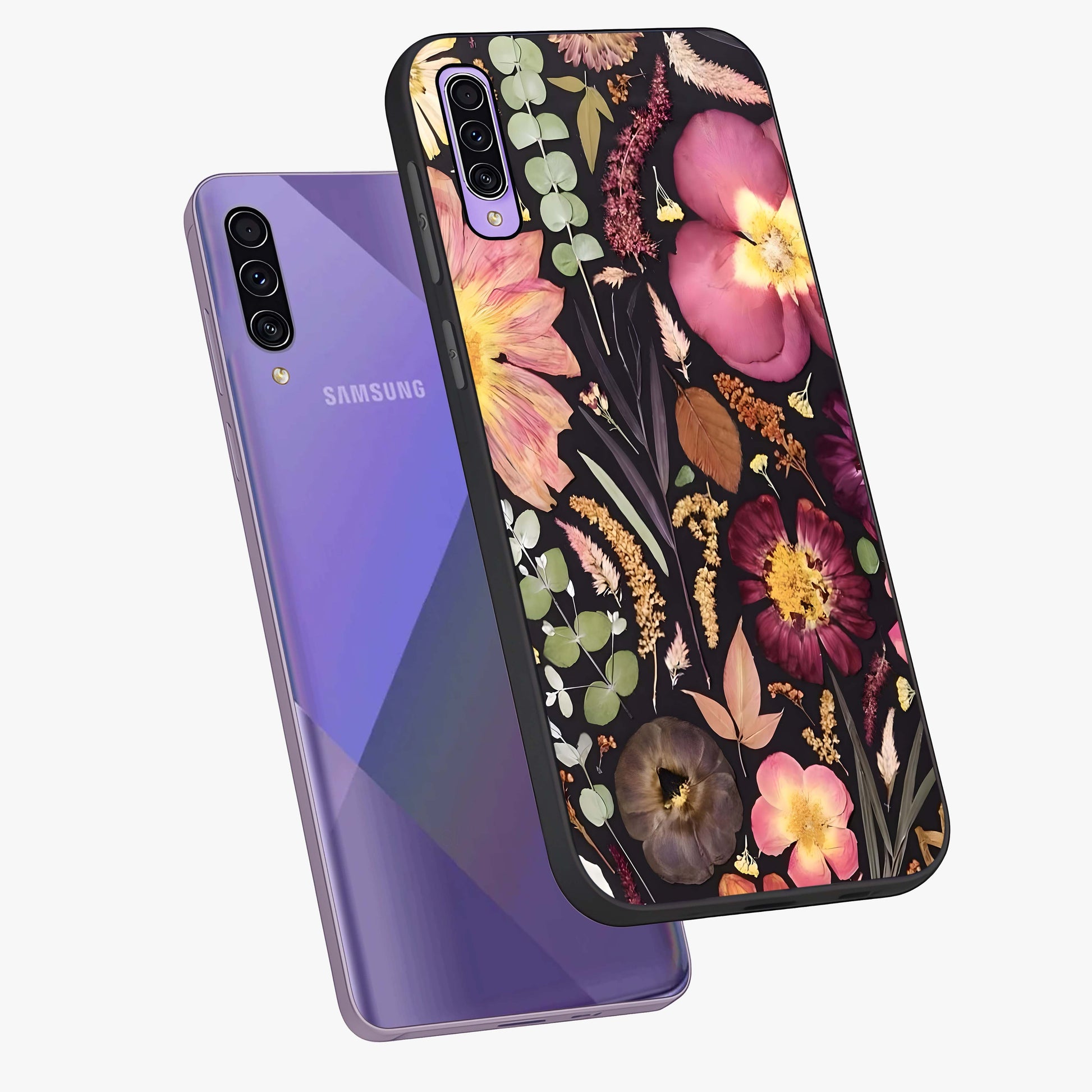 Petal Dream Tapestry Glass Case displayed in angled mockup highlighting decorative petal pattern with elegant botanical aesthetic.