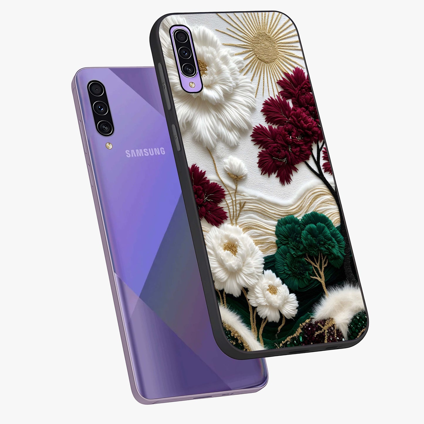 Radiant Bloom Elegance Glass Case displayed in angled mockup highlighting graceful floral design with radiant aesthetic style.