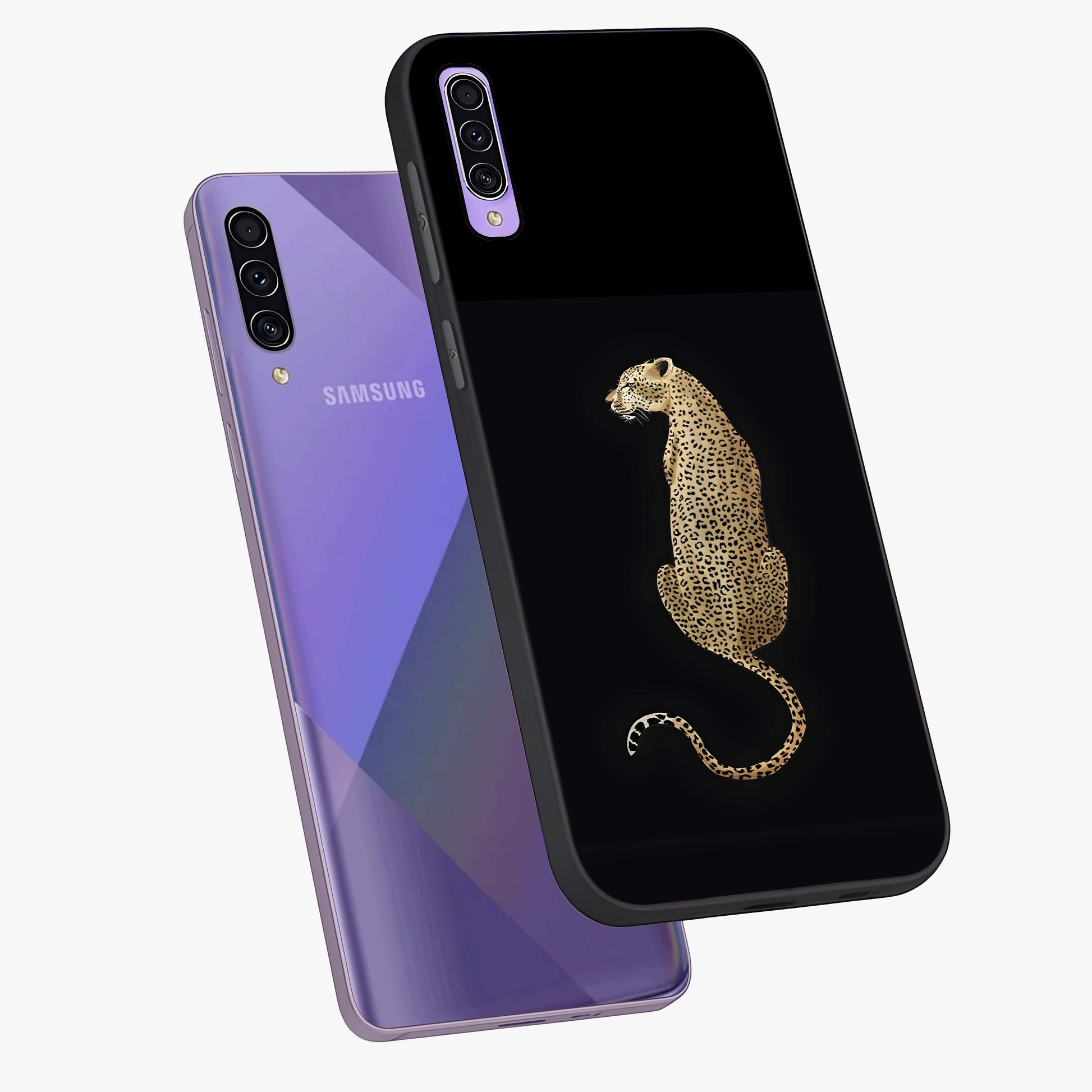 Regal Leopard Glass Case displayed in angled mockup highlighting powerful animal illustration with stylish wild aesthetic.
