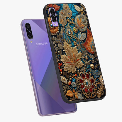 Royal Jewel Garden Glass Case displayed in angled mockup highlighting vibrant jewel inspired floral design with elegant aesthetic.